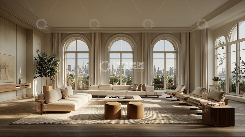 高清大图下载【趣麦麦图】极简轻奢现代公寓客厅