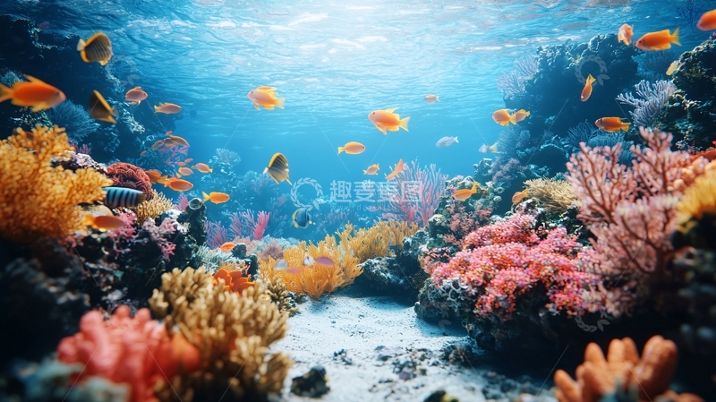 高清大图下载【趣麦麦图】阳光照射下的珊瑚礁
