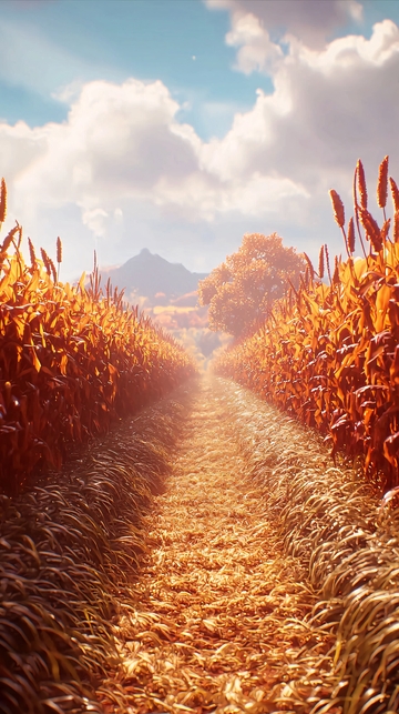 秋日玉米地小路