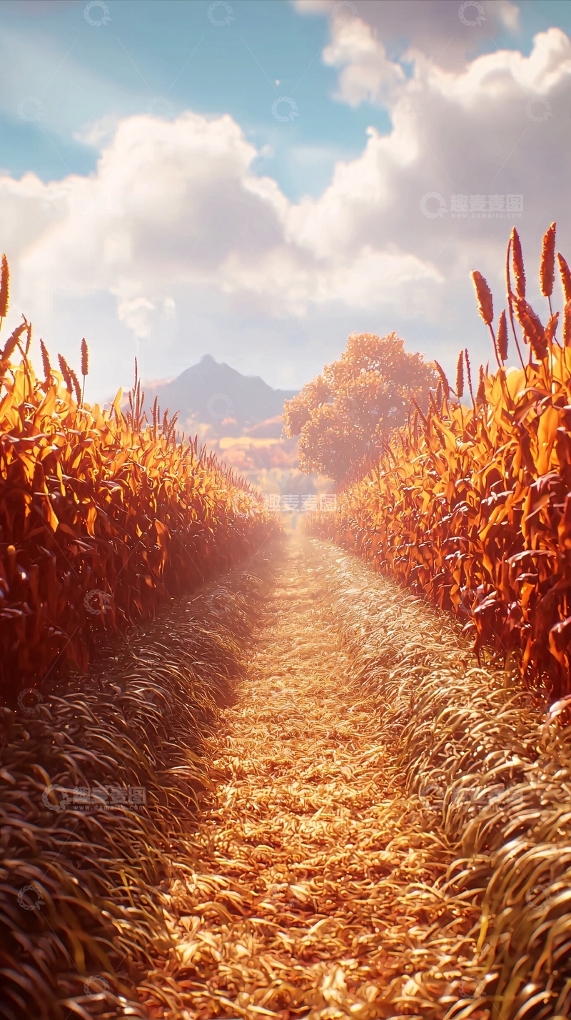 高清大图下载【趣麦麦图】秋日玉米地小路
