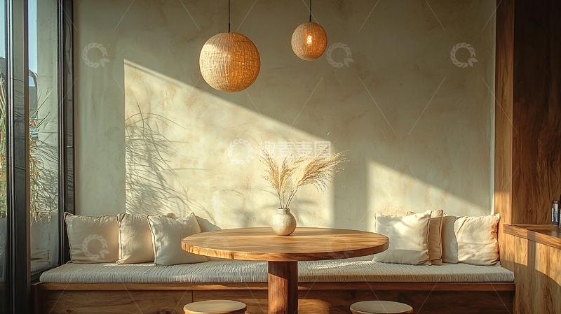 高清大图下载【趣麦麦图】温馨日式简约餐厅一角