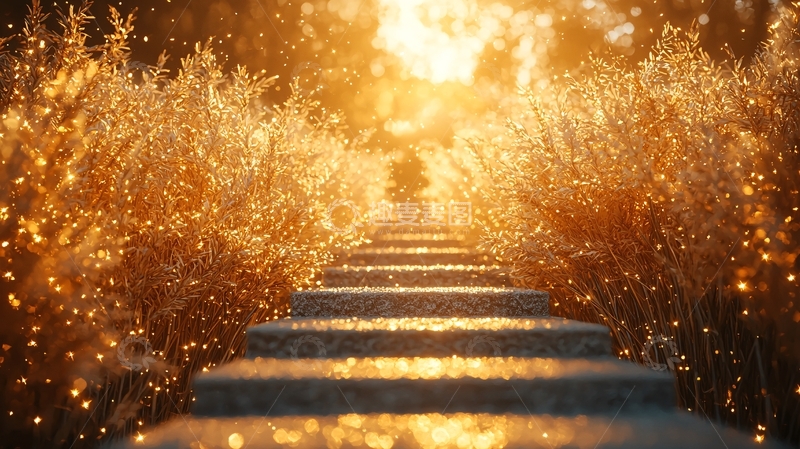 高清大图下载【趣麦麦图】金光闪闪的阶梯