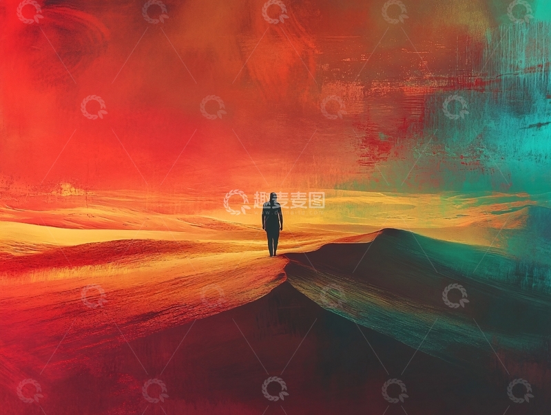 高清大图下载【趣麦麦图】孤独的人走向远方
