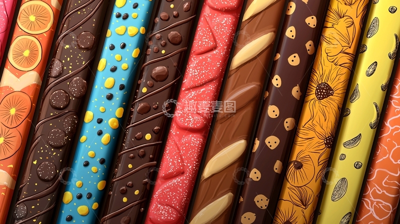 高清大图下载【趣麦麦图】彩色巧克力棒