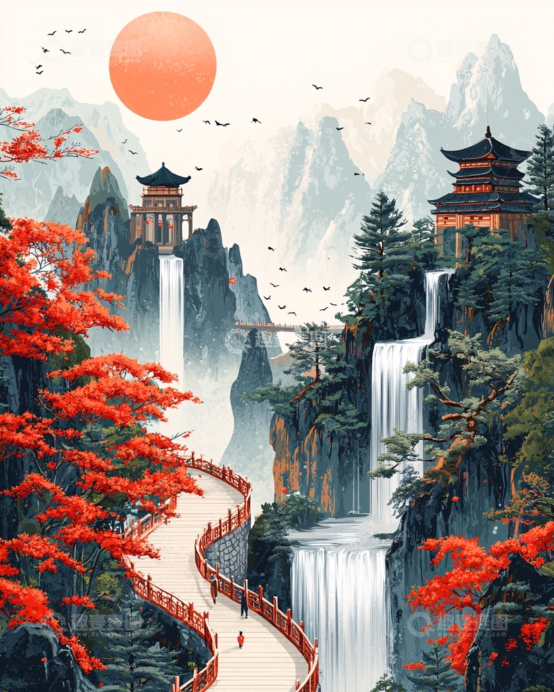 高清大图下载【趣麦麦图】水墨山水画189