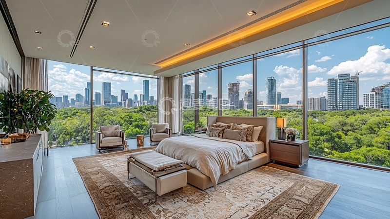 高清大图下载【趣麦麦图】超大落地窗卧室景观