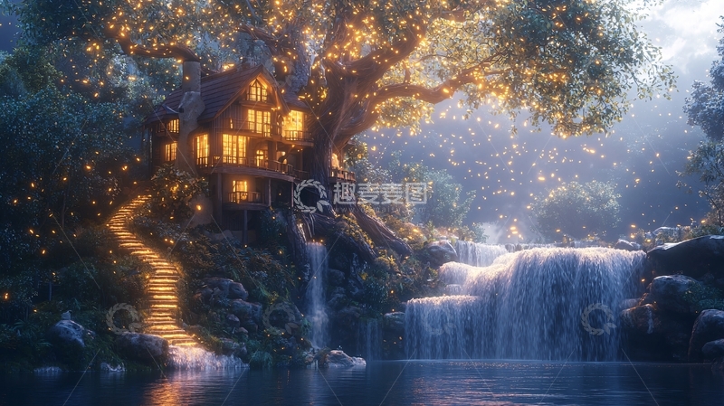 高清大图下载【趣麦麦图】梦幻树屋