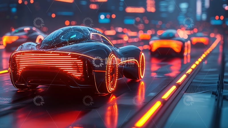 高清大图下载【趣麦麦图】未来科技感跑车夜景