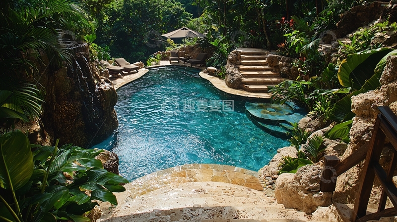 高清大图下载【趣麦麦图】热带雨林风格泳池