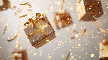 空中飞舞的金色礼物