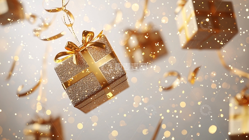 高清大图下载【趣麦麦图】空中飞舞的金色礼物