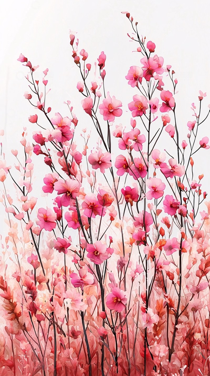高清大图下载【趣麦麦图】粉色水彩花卉