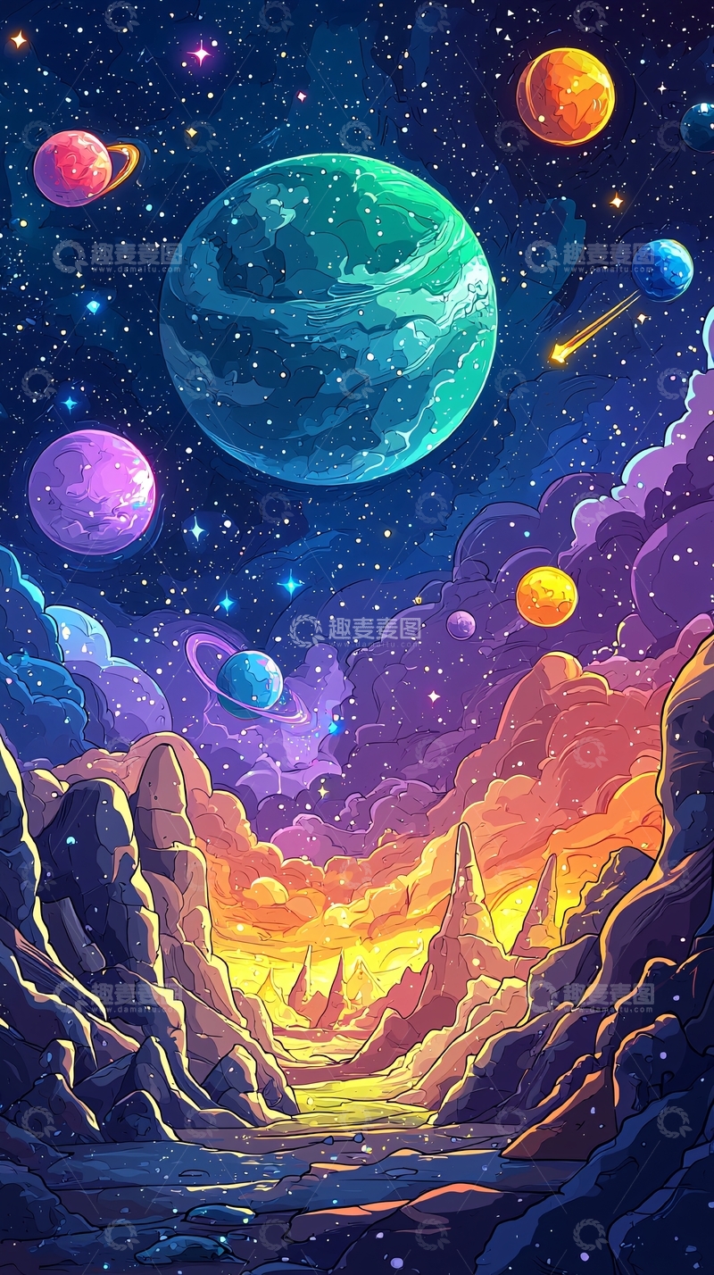 高清大图下载【趣麦麦图】绚丽多彩的宇宙星球
