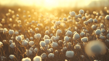 金色阳光下的棉花田