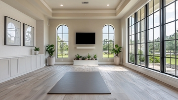 明亮宽敞的室内瑜伽房