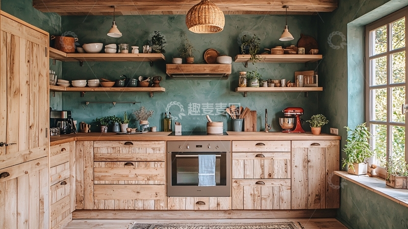 高清大图下载【趣麦麦图】原木厨房