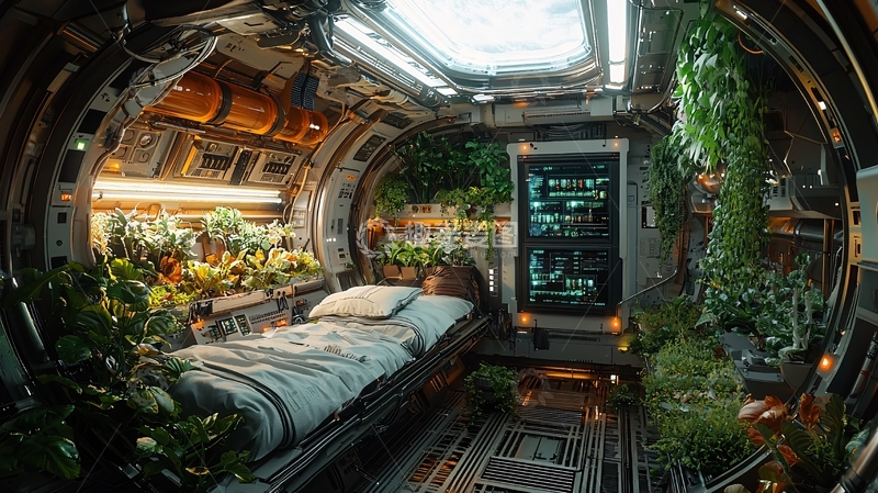 高清大图下载【趣麦麦图】飞船卧室绿植环绕