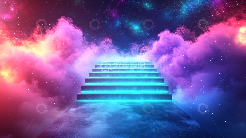 高清大图下载【趣麦麦图】通往宇宙的霓虹阶梯