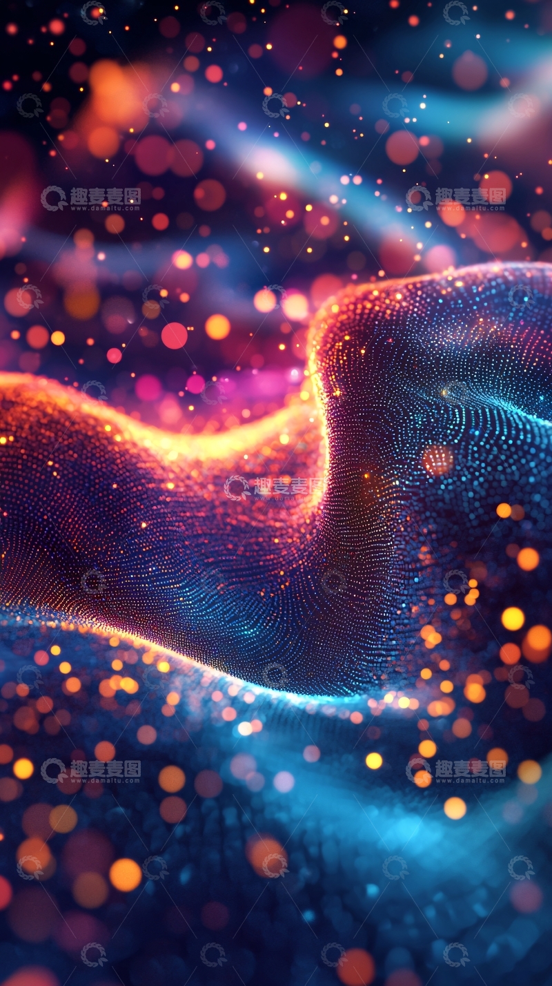 高清大图下载【趣麦麦图】梦幻光斑粒子流动背景
