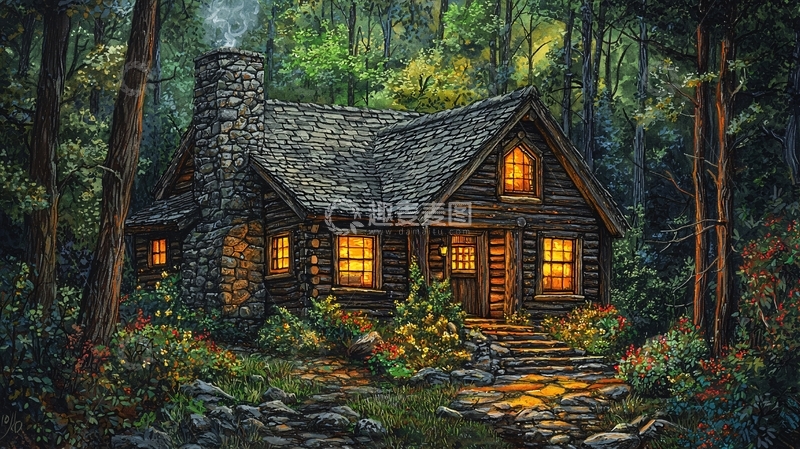 高清大图下载【趣麦麦图】森林小屋