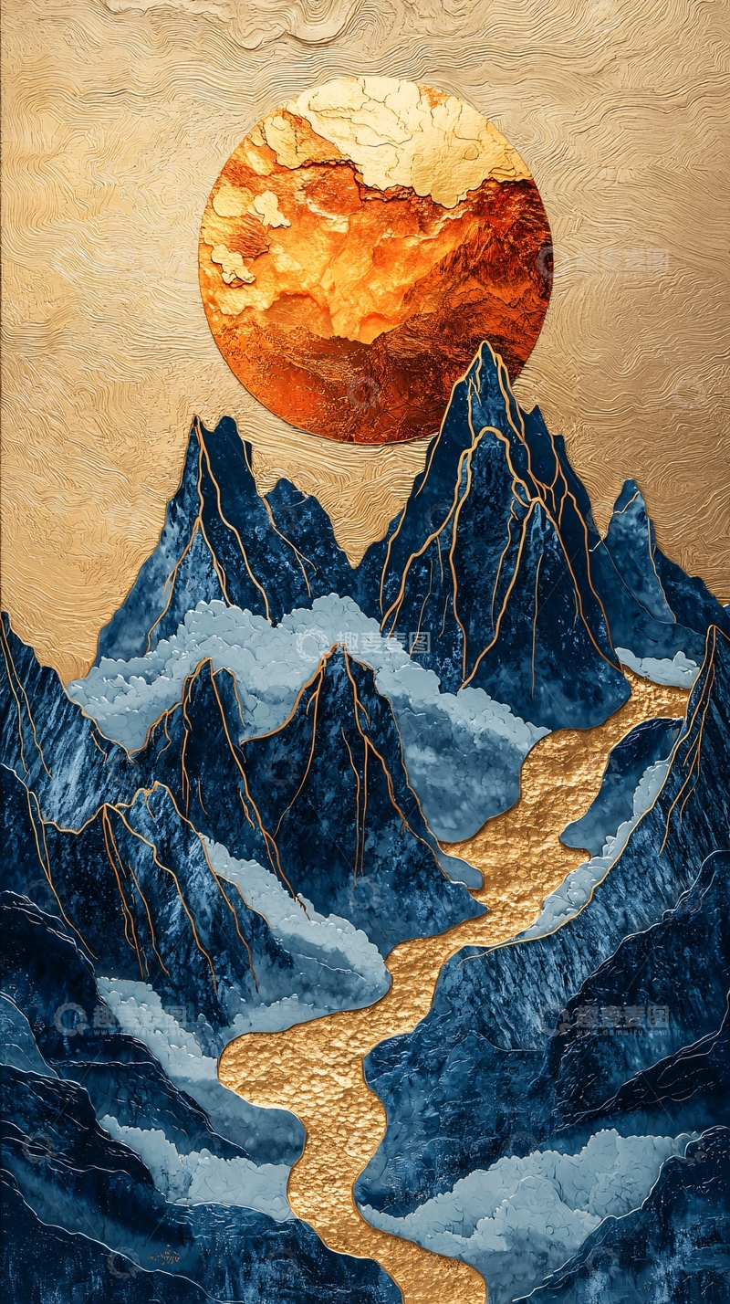 高清大图下载【趣麦麦图】金色河流山脉日出