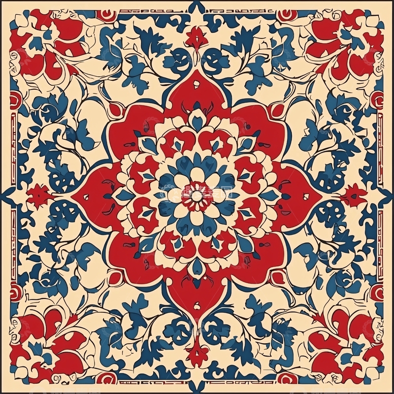 高清大图下载【趣麦麦图】红蓝花卉纹样图案
