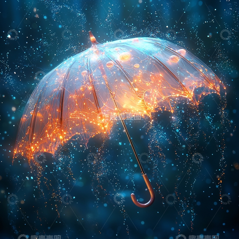 高清大图下载【趣麦麦图】发光透明雨伞