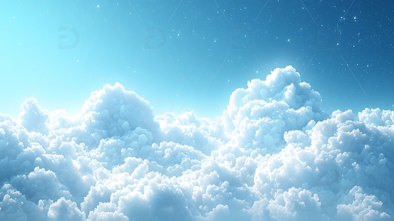 白云朵朵漂浮在蓝天之上