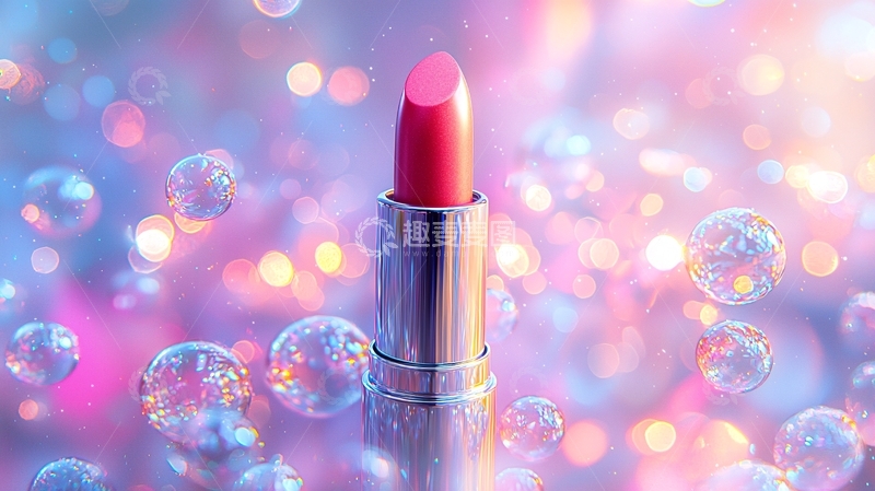 高清大图下载【趣麦麦图】粉色口红与梦幻背景