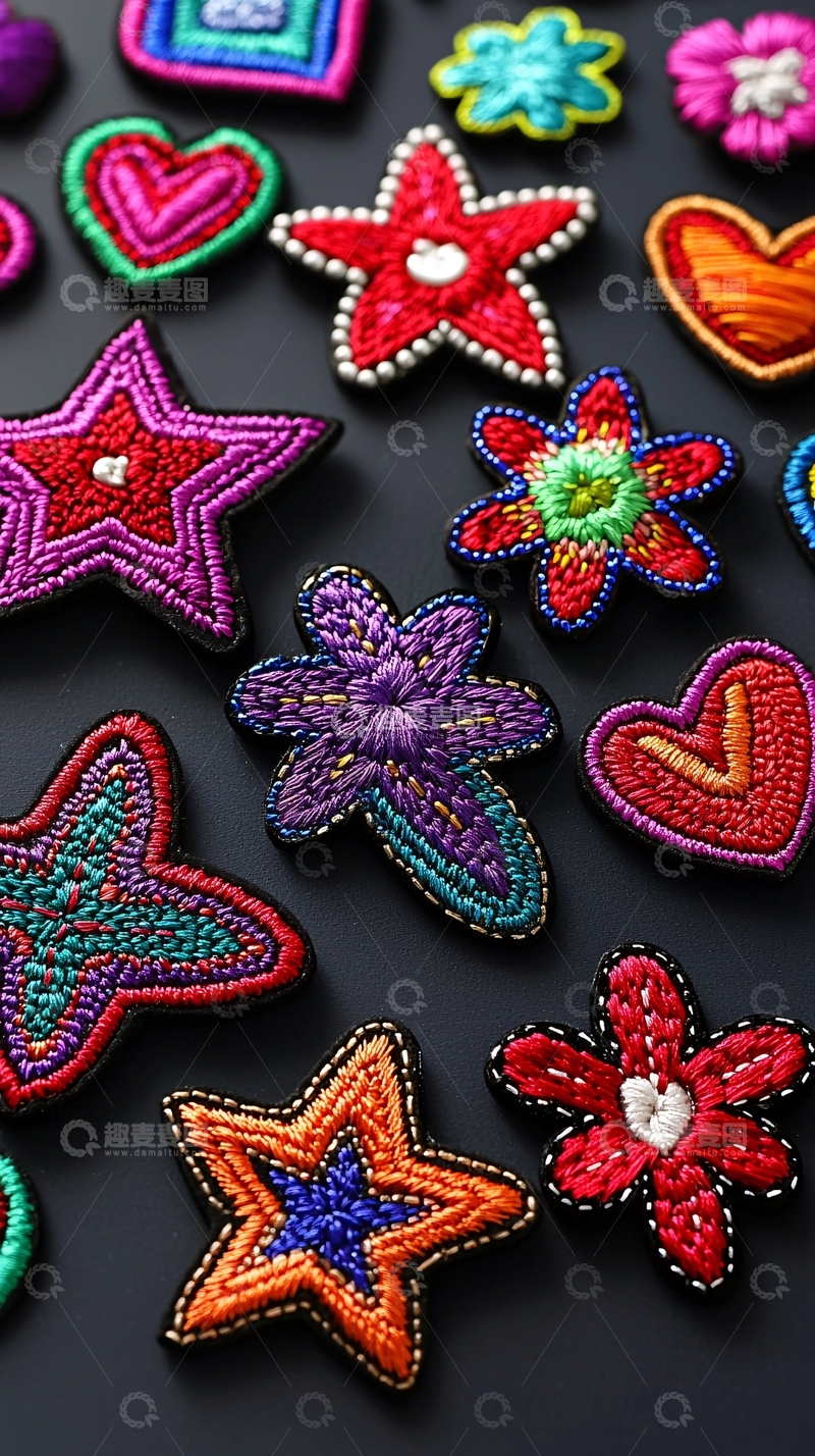 高清大图下载【趣麦麦图】彩色绣花胸针