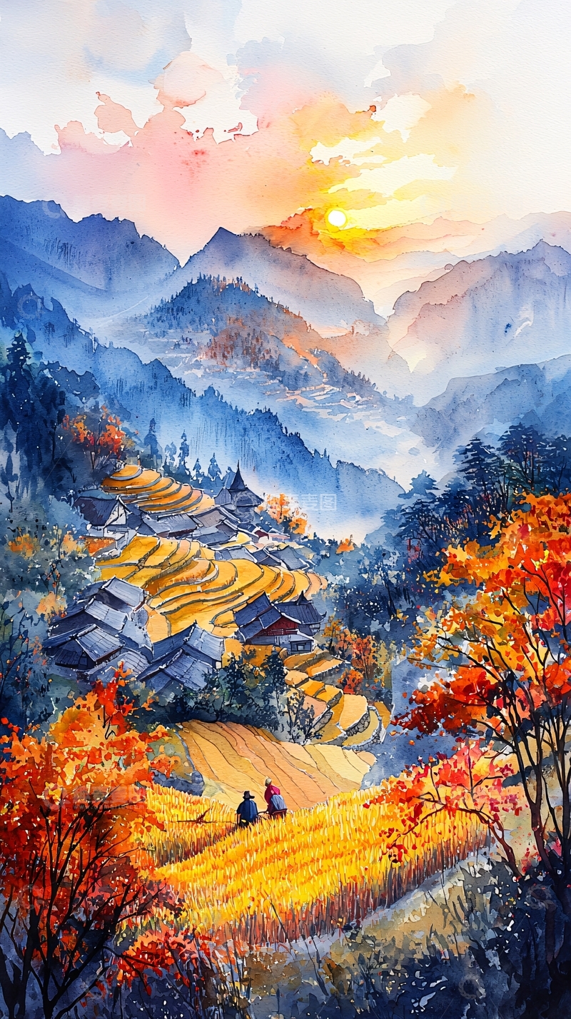 高清大图下载【趣麦麦图】水彩画风景