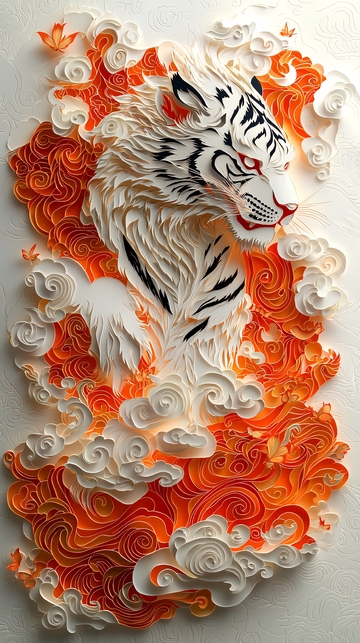 纸雕白虎