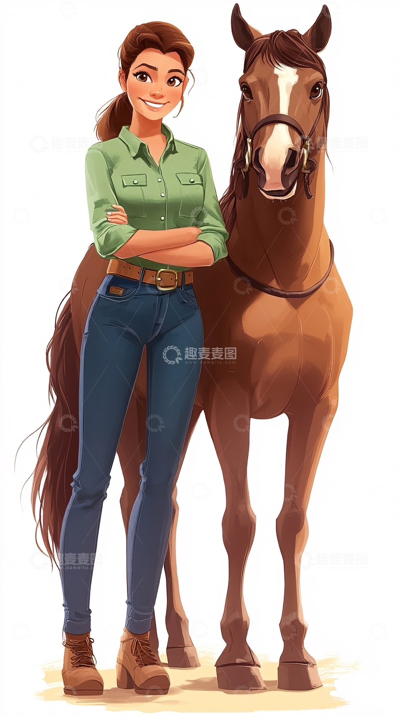 高清大图下载【趣麦麦图】女孩与马