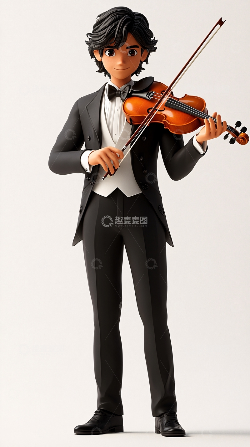 高清大图下载【趣麦麦图】帅气小提琴手