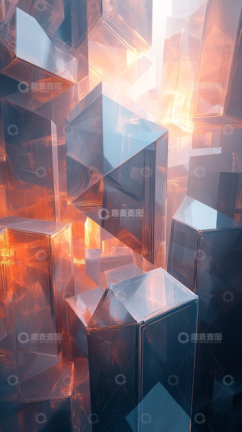高清大图下载【趣麦麦图】光影几何体堆叠