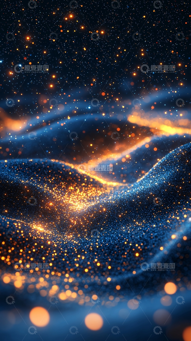 高清大图下载【趣麦麦图】蓝色星空背景闪耀金色光芒