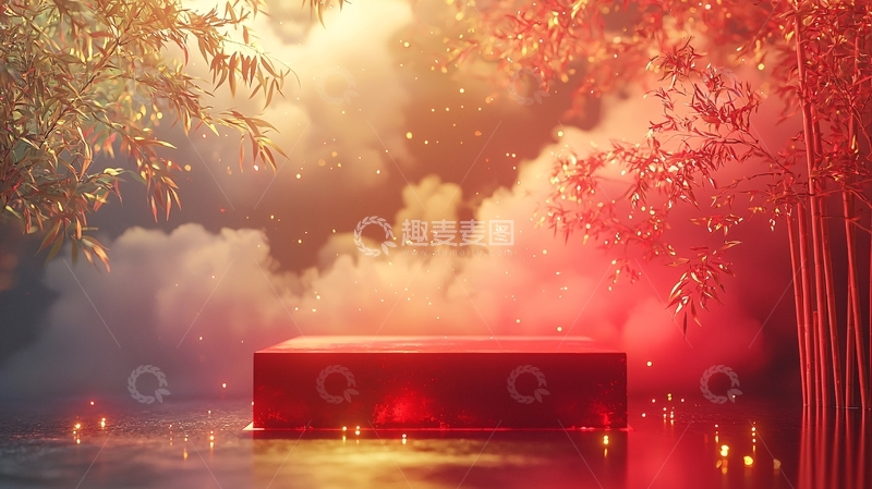 高清大图下载【趣麦麦图】红色展台