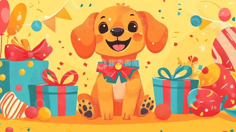 高清大图下载【趣麦麦图】卡通小狗