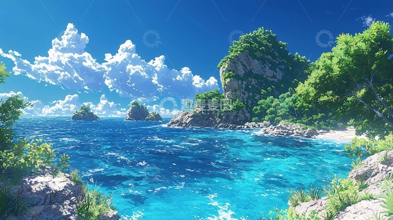 高清大图下载【趣麦麦图】阳光沙滩碧海蓝天