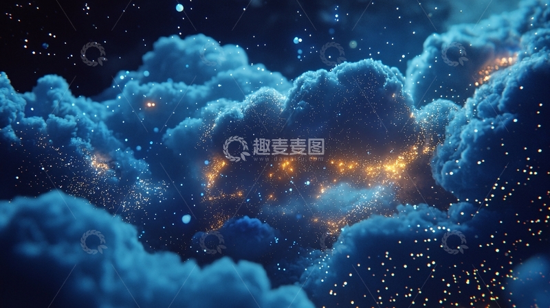 高清大图下载【趣麦麦图】蓝色云朵星空