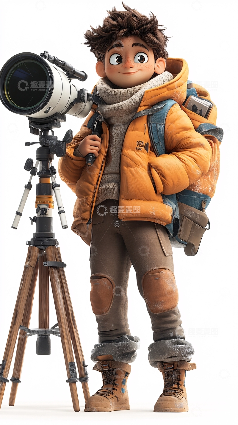 高清大图下载【趣麦麦图】少年天文爱好者
