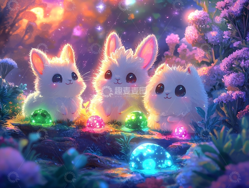 高清大图下载【趣麦麦图】三只可爱的小兔子