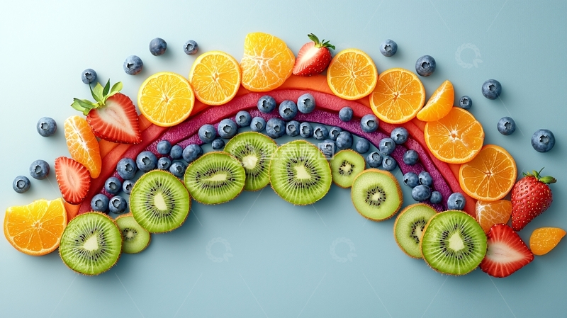 高清大图下载【趣麦麦图】水果彩虹排列