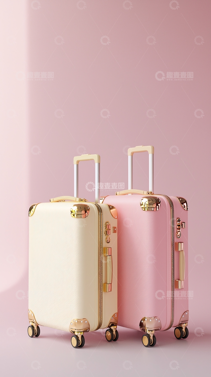 高清大图下载【趣麦麦图】粉色行李箱