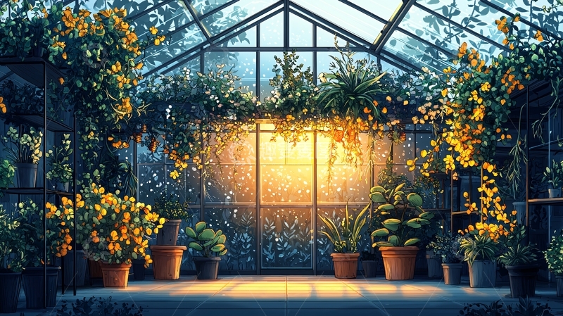 高清大图下载【趣麦麦图】阳光洒满的温室花房