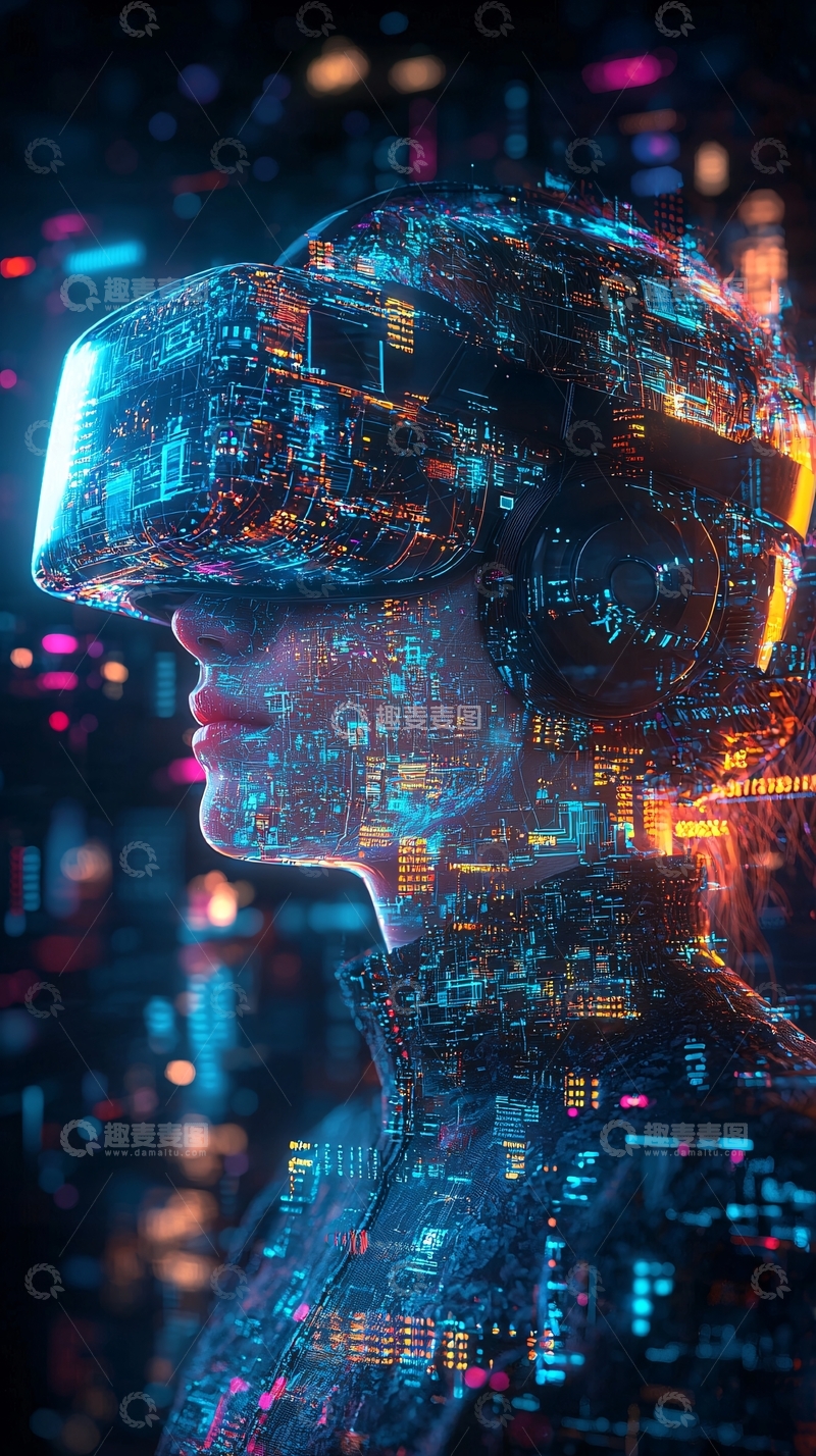 高清大图下载【趣麦麦图】虚拟现实都市少女