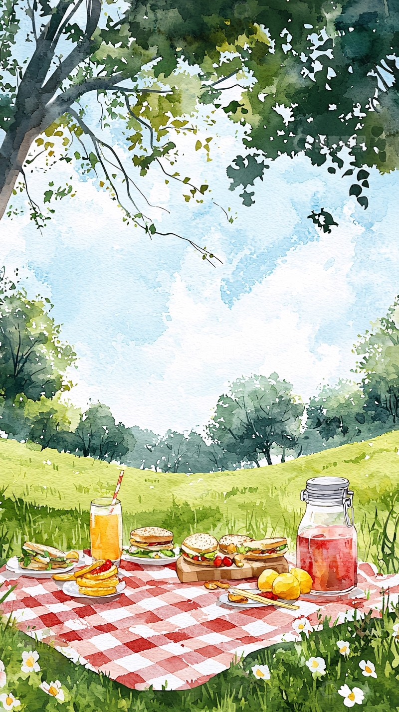 高清大图下载【趣麦麦图】树荫下野餐