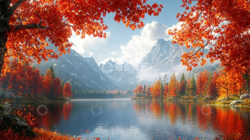 高清大图下载【趣麦麦图】秋日湖光山色