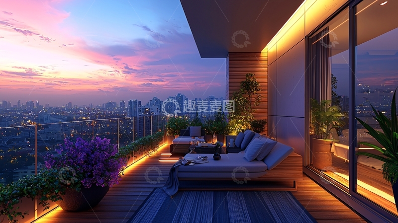 高清大图下载【趣麦麦图】夜景阳台24