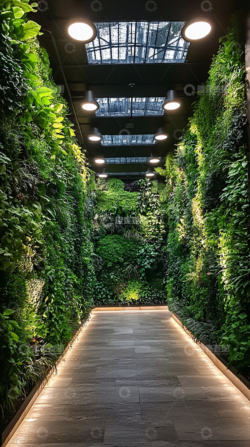 高清大图下载【趣麦麦图】植物墙走廊通道